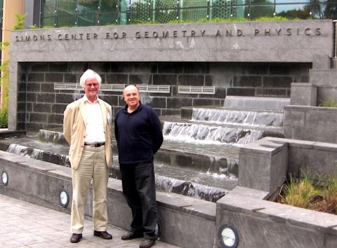 Keith Moffatt and Renzo Ricca at the Simons Center for Geometry and Physics (Stony Brook, NY), May 2014.