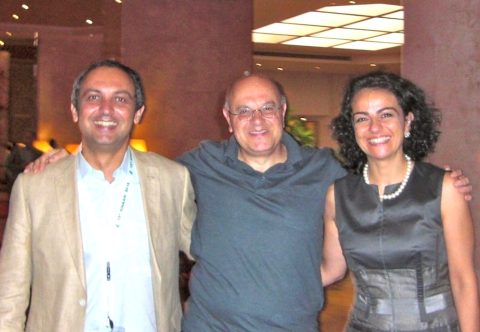 Constantinos Siettos, Renzo Ricca and Lucia Russo at ICNAAM 2015 (Rhodes, Greece). September 2015.