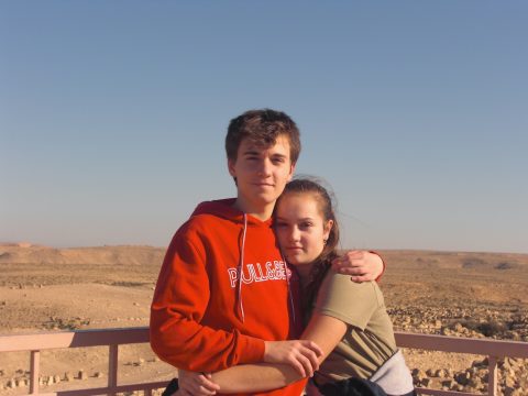 Joël and Jolie in the Negev desert, near Masada (Israel). December 2018.