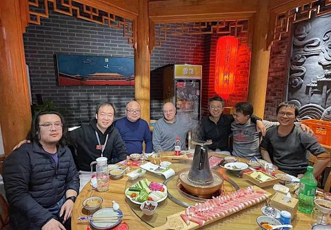 Lunch time meeting near BJUT. From left to right: Meng Sun, Xin Liu, Wenyu Wang, Renzo Ricca, Boyang Liu, Yongrong Zhuo, Zhiwen Chang (Beijing). February 2023.
