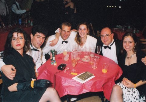 Renzo (second from right) at Trinity May Ball (Trinity College, Cambridge, UK). June 1990.
