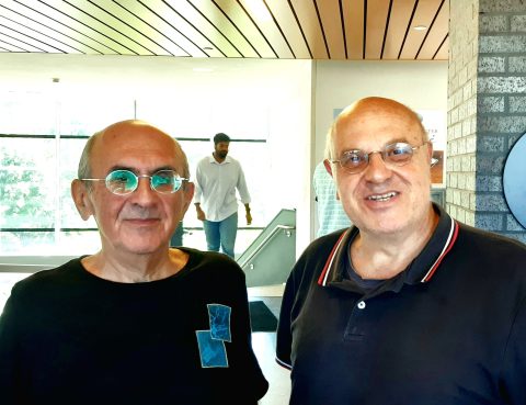 Gregory Falkovich and Renzo Ricca at the Simons Center for Geometry and Physics (Stony Brook, NY). September 2026.